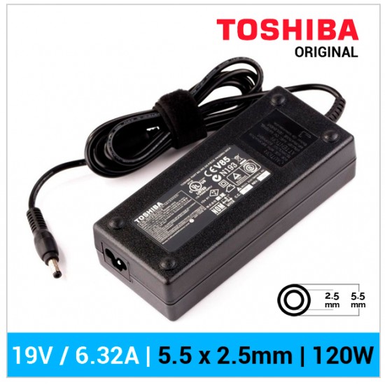 CARGADOR TOSHIBA ORIGINAL | 19V / 6.32A | 5.5 x 2.5mm | 120W TOSHIBA 04666