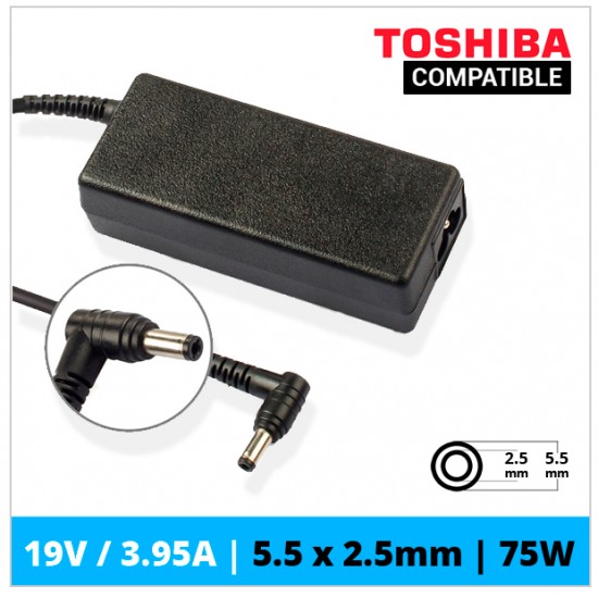 CARGADOR TOSHIBA COMPATIBLE | 19V / 3.95A | 5.5 x 2.5mm | 75W TOSHIBA 00077M