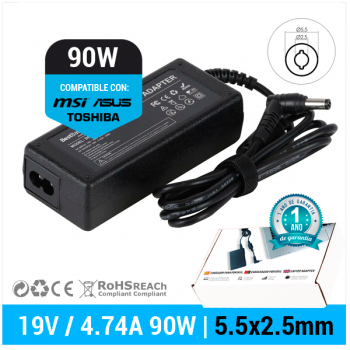 CARGADOR LG COMPATIBLE | 19V / 4.74A | 5.5 x 2.5mm | 90W