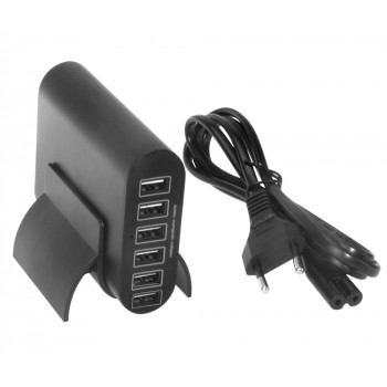 CARGADOR 6 PUERTOS USB 5V / 2.4A 5V / 8A 40W | NEGRO
