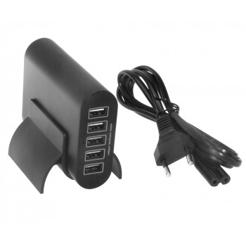 CARGADOR 5 PUERTOS USB 5V / 2.4A 5V / 7.2A 36W | NEGRO