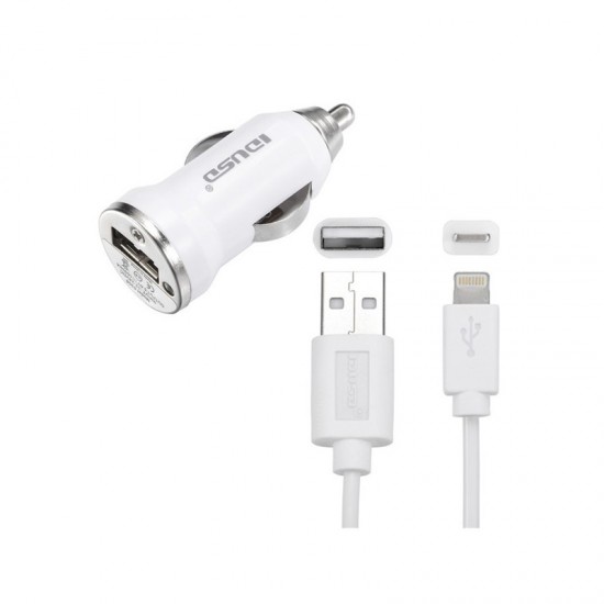 CARGADOR LIGHTNING IPHONE 5/6 2 EN 1 COCHE | BLANCO IDUSD 03963