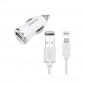 CARGADOR LIGHTNING IPHONE 5/6 2 EN 1 COCHE | BLANCO IDUSD 03963