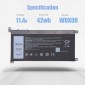 BATERIA DELL INSPIRON 15 5565 5567 5568 5578 13 5368 5378 7368 7378 SERIES | 0WDX0R WDX0R 11.4V · 3400MAH