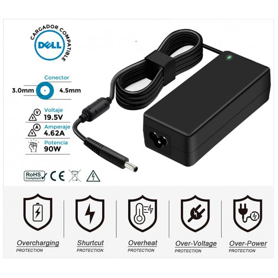 CARGADOR DELL COMPATIBLE | 19.5V / 4.62A | 4.5 x 3.0mm | 90W DELL 11164