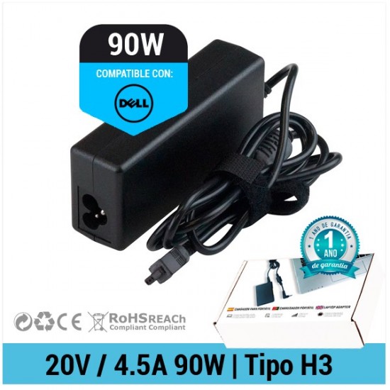 CARGADOR DELL COMPATIBLE | 20V / 4.5A | CONECTOR H3 | 90W DELL 02867