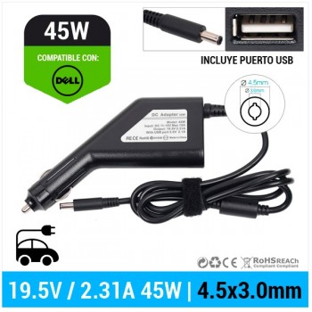 CARGADOR DE COCHE DELL | 19.5V / 2.31A | 4.5 x 3.0mm | 45W