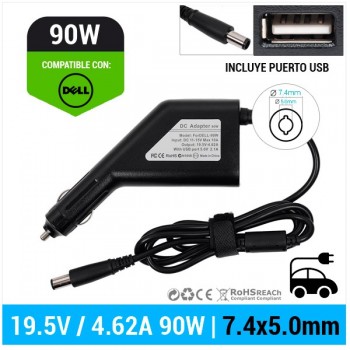 CARGADOR DE COCHE DELL | 19.5V / 4.62A | 7.4 x 5.0mm | 90W