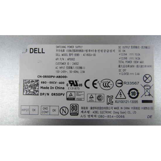 FUENTE DE ALIMENTACIÓN ORIGINAL DELL OPTIPLEX 3030 AIO SERIES 180W | AC180EA-00 R50PV 0R50PV DELL 12910
