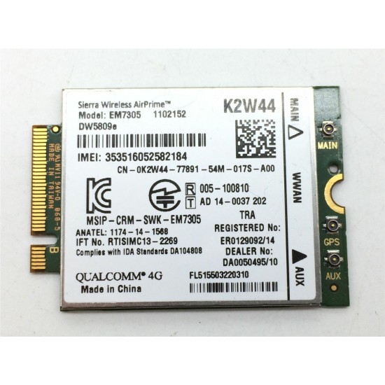 TARJETA MODEM WWAN 4G LTE SIERRA WIRELESS AIRPRIME EM7305 | K2W44 DELL 12164
