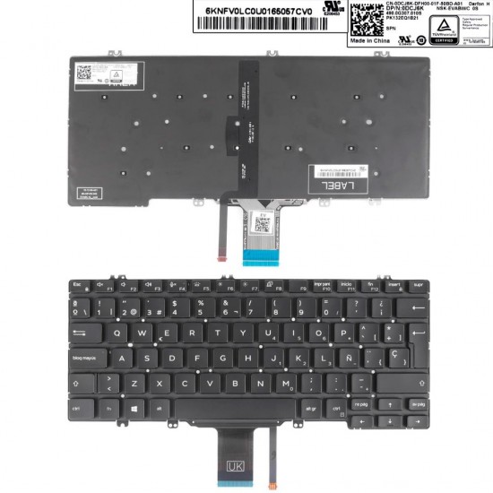 TECLADO ESPAÑOL PORTATIL DELL LATITUDE 7300 5310 5300 2 EN 1 SERIES CON RETROILUMINACION · 0DCJ6K PK132EQ1B21