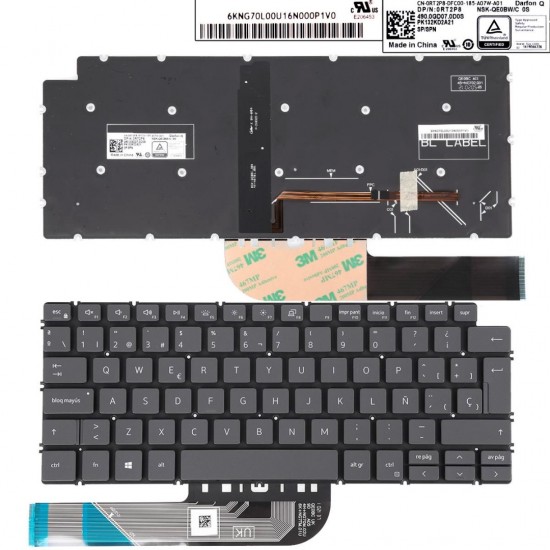 TECLADO ESPAÑOL DELL INSPIRON 13-5390 5391 7391 14-5490 5491 7491 5498 7490 5493 SERIES SIN FRAME RETROILUMINADO | NSK-QA0BW/C 0RT2P8 PK132KD2A21