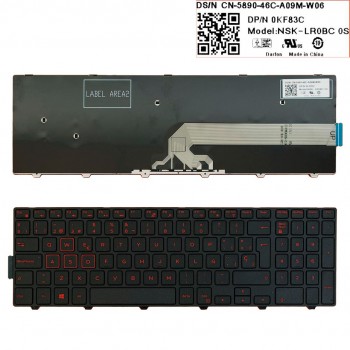 TECLADO ESPAÑOL DELL INSPIRON 15-5000 17-5000 GAMING SERIES | NEGRO CON MARCO LETRAS ROJAS | 0KF83C