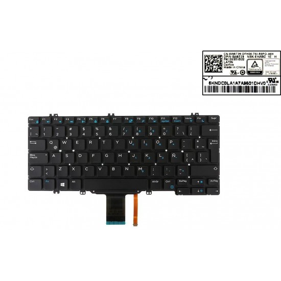 TECLADO LA DELL LATITUDE E5280 E5289 E7280 E7390 SERIES SIN MARCO RETROILUMINADO | LA 0W6T39 DLM16C86LAJ698 DELL 12474
