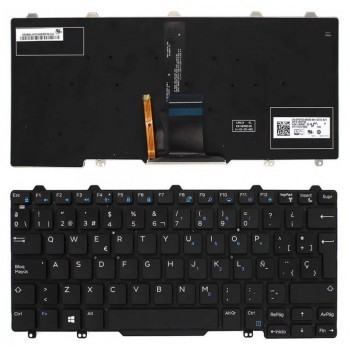 TECLADO ESPAÑOL DELL LATITUDE E5250 E7250 SERIES NEGRO SIN MARCO Y RETROILUMINADO | 48G8Y 048G8Y