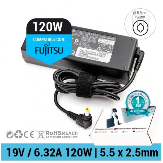CARGADOR FUJITSU COMPATIBLE | 19V / 6.32A | 5.5 x 2.5mm | 120W FUJITSU CAR821C