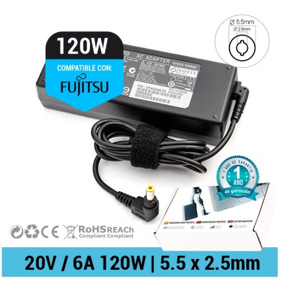 CARGADOR FUJITSU COMPATIBLE | 20V / 6.0A | 5.5 x 2.5mm | 120W FUJITSU 05147