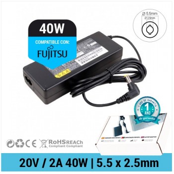 CARGADOR FUJITSU COMPATIBLE | 20V / 2.0A | 5.5 x 2.5mm | 40W