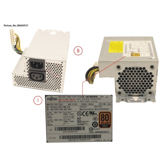 FUENTE DE ALIMENTACIÓN FUJITSU S26113-E591-V20-01 250W PCE012 | S26113-E591-V20-01 FUJITSU 13290