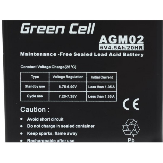 BATERIA GREEN CELL AGM 6V / 4.5A | AGM02 GREEN CELL 10162