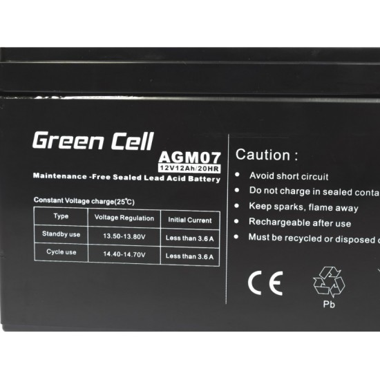 BATERIA GREEN CELL AGM 12V / 12A | AGM07 GREEN CELL 10010