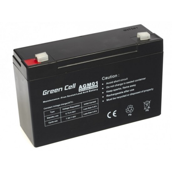 BATERIA GREEN CELL AGM 6V / 12A | AGM01 GREEN CELL 10160