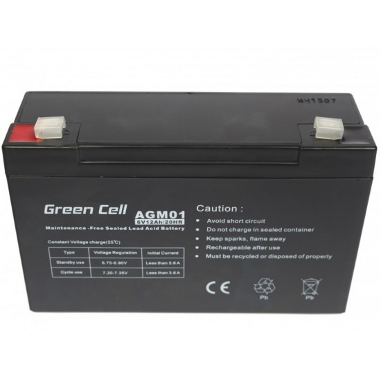BATERIA GREEN CELL AGM 6V / 12A | AGM01 GREEN CELL 10160