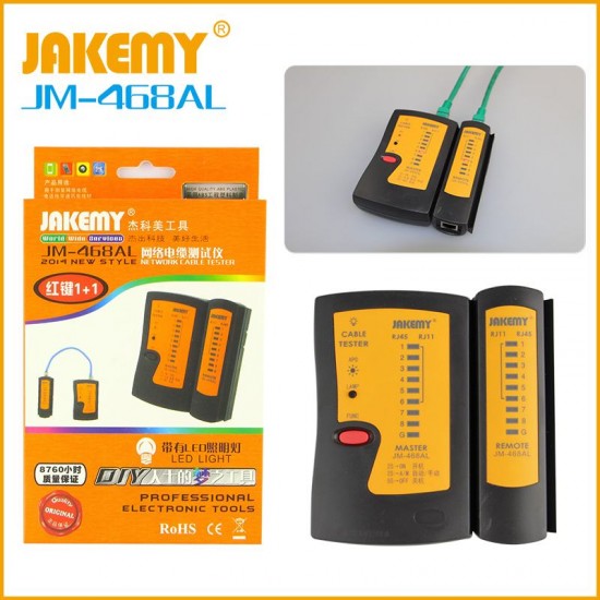 TESTER DE CABLE DE RED CON LUZ JAKEMY JM-468AL JAKEMY 03335