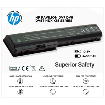 BATERIA HP COMPATIBLE PAVILION DV7 DV8 DV8T HDX X18 SERIES | 10.8V 4400mAh