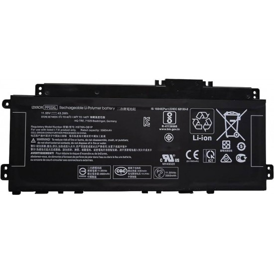 BATERIA HP PAVILION X360 13-BB 14-DV 14-DW 14M-DW 14-DK 14-EC SERIES | PP03XL PV03043XL PV03XL | 11.55V · 3400MAH