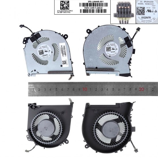 PAR DE VENTILADORES CPU+GPU HP OMEN 15-DH SERIES MODELO 2019 | L64445-001 L57329-001 ND8CC01-16L04 ND8CC01-16L05 L87237-001 HP 34084