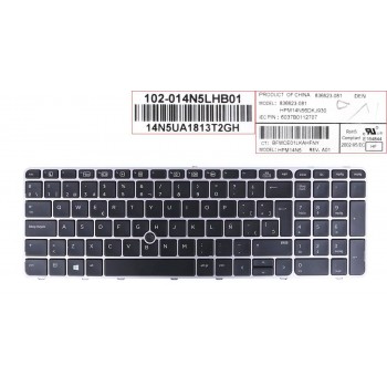 TECLADO ESPAÑOL HP ELITEBOOK 850 G3 850 G4 755 G3 755 G4 SERIES CON MARCO COLOR PLATA/SILVER SIN RETROILUMINACION NI POINTSTICK | 836623-001 819899-001