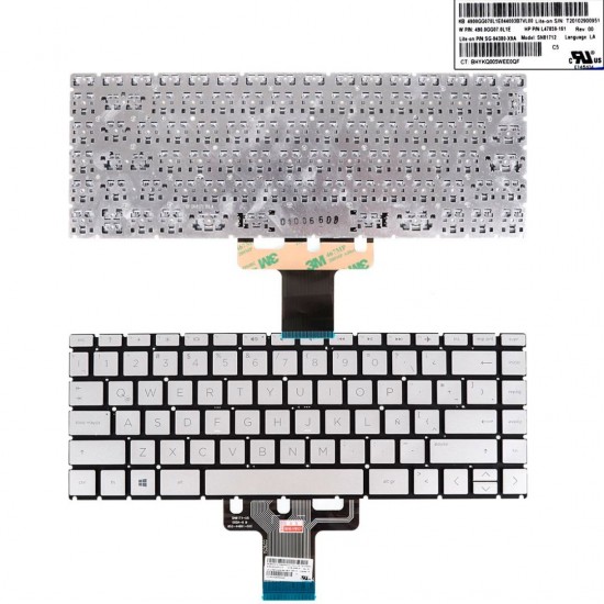 TECLADO LATINO HP 240 G7 14-DK 14-CF 14-DG 14-CM SERIES COLOR PLATA/SILVER | L15599-DH1