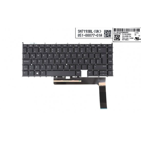 TECLADO LATINO HP ELITEBOOK X360 1040 G7 1040 G8 SERIES SIN MARCO CON RETROILUMINACION | LA 7J2090 PK132VG2B24 HP 32067