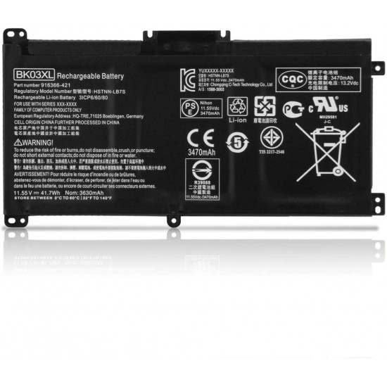 BATERIA HP PAVILION X360 14-BA000 14-BA100 SERIES | BK03XL BK03041XL HSTNN-LB7S HSTNN-UB7G TPN-W125 916366-421 916366-541 916811-855 916812-855 HP 11436
