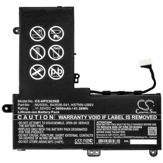 BATERIA HP PAVILION X360-11 STREAM X360-11 SERIES | NU03XL TPN-C128 TPN-W117 HP 12540