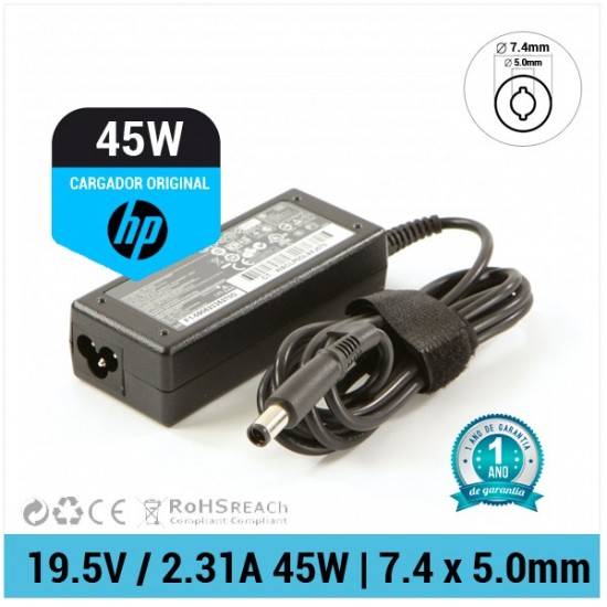 CARGADOR HP ORIGINAL | 19.5V / 2.31A | 7.4 x 5.0mm | 45W HP 11608