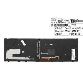 TECLADO ESPAÑOL HP ELITEBOOK 755 850 G5 ZBOOK 15U G5 SERIES CON FRAME PLATA RETROILUMINADO Y CON POINTSTICK