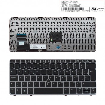 TECLADO LATINO HP ELITEBOOK 820 G1 820 G2 SERIES | FRAME GRIS POINTSTICK Y RETROILUMINADO | 735503-001 762585-161 776452-161 6037B0086001