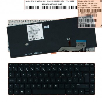 TECLADO ESPAÑOL HP ENVY 14-K  SERIES | NEGRO SIN MARCO Y RETROILUMINADO | 727503-DH1