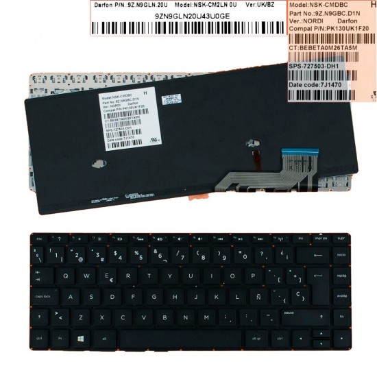 TECLADO ESPAÑOL HP ENVY 14-K SERIES | NEGRO SIN MARCO Y RETROILUMINADO | 727503-DH1 HP 08356