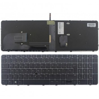 TECLADO ESPAÑOL HP ELITEBOOK 755 G3 850 G3 850 G4 ZBOOK 15U G3 15U G4 SERIES RETROILUMINADO CON POINTSTICK TECLAS NEGRAS Y FRAME GRIS OSCURO | 821157-BA1