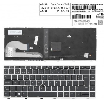 TECLADO ESPAÑOL HP ELITEBOOK 840 G5 SERIES CON MARCO GRIS RETROILUMINADO Y CON POINTSTICK · L14377-161 L11307-07 L17484-071
