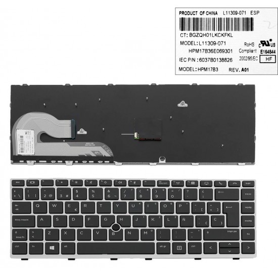 TECLADO ESPAÑOL PORTATIL HP ELITEBOOK 840 G5 SERIES CON POINTSTICK Y NO RETROILUMINADO | 6037B0138826 L11309-071