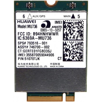 TARJETA 4G WWAN HUAWEI MU736 HSPA + W/GPS M.2 | 793516-001