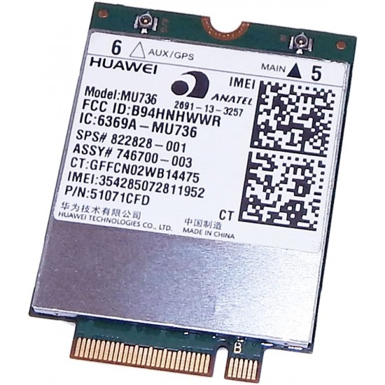 TARJETA 4G WWAN HUAWEI MU736 HSPA + W/GPS M.2 | 822828-001 HUAWEI 10620