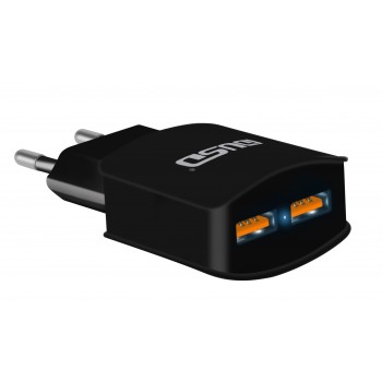 CARGADOR DE VIAJE DUAL 5V / 2100mAh | NEGRO
