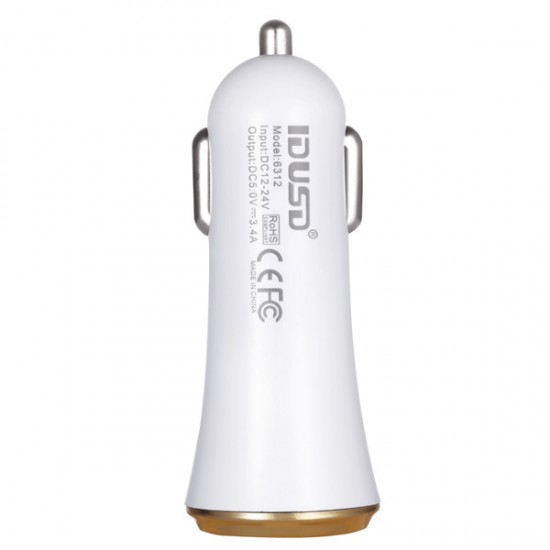 CARGADOR COCHE LIGHTNING IPHONE 5/6 | 2 EN 1 | 3.4A | BLANCO IDUSD 04717