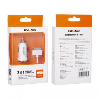 CARGADOR COCHE USB IPHONE 3/4 | BLANCO