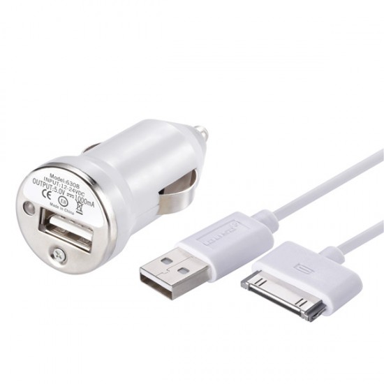 CARGADOR COCHE USB IPHONE 3/4 | BLANCO IDUSD 04718